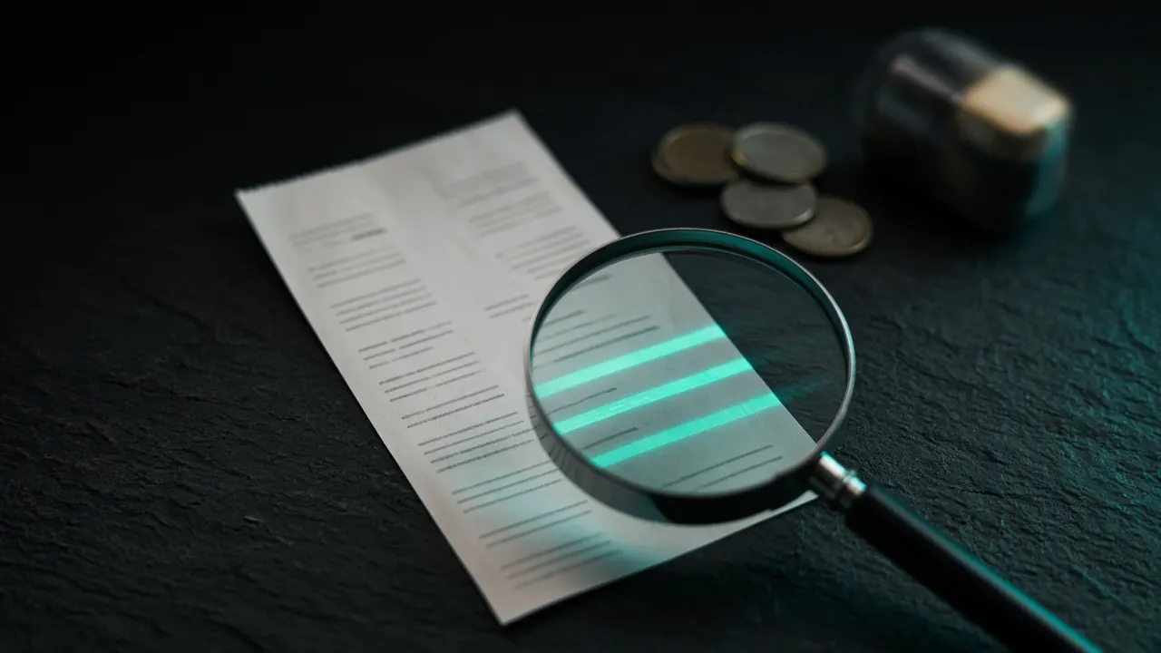 Lupa sobre un ticket de compra que resalta el detalle de impuestos incluidos en el precio